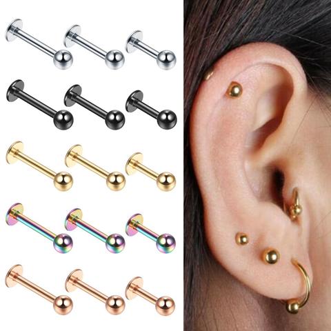 10pcs/lot Steel 16G Tragus Helix Bar 3mm Ball Labret Lip Bar Rings Stud Cartilage Ear Piercings Body Jewelry For Women Men ► Photo 1/6
