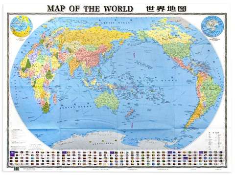 World map Chinese and English Large scale clear and easy to read Large size Folding map Home office travel map ► Photo 1/6