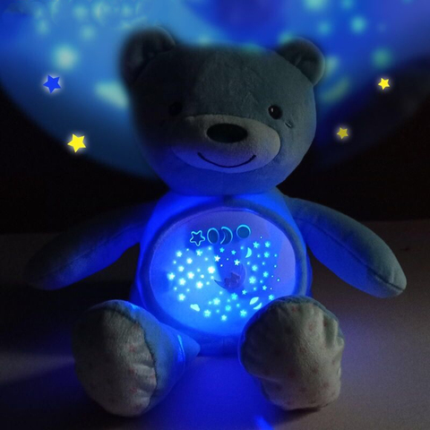 Baby Sleep Plush Toys Kawaii Teddy Bear Star Projector With Music Plush Dolls Appease Bear Toys for baby Early educational Toys ► Photo 1/6