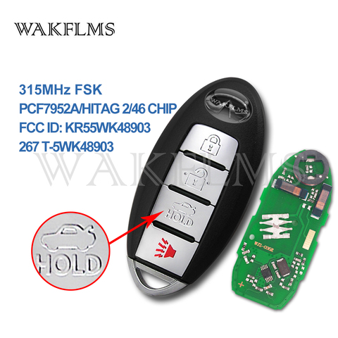 4 Button Smart Car Remote Key 315Mhz For Infiniti G25 G35 G37 Q60 2007 2008 2011 2009 2012 2013 with PCF7952A Chip KR55WK48903 ► Photo 1/3