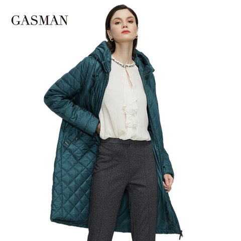 GASMAN 2022 Women's spring jackets Designer trench long casual puffer jacket stand-up Collar hooded women coat Outerwear 21865 ► Photo 1/6