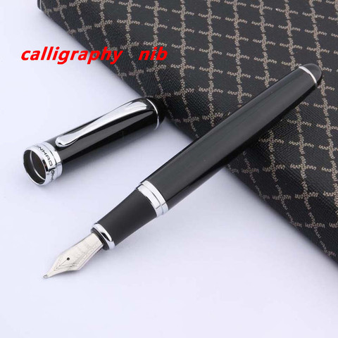 luxury quality Jinhao 750  Black Lacquered With Silver Trim fude Calligraphy Nib Fountain Pen Stationery Office Supplies ► Photo 1/6