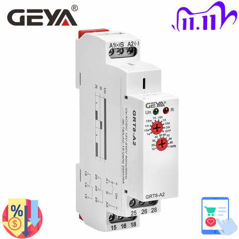 GRT8-A/B Delay On or Delay Off Time Relay 12V 24V 48V 110V 220V DIN Rail Timer Relay Module with CE CB ROHS Certificate ► Photo 1/6