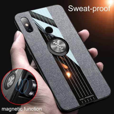 For Xiaomi Mi Max 3 Case Fabric Cover Noble Shockproof Hard Funda for Xiaomi Mi Max 2 Phone Case Metal Ring Holder ► Photo 1/6