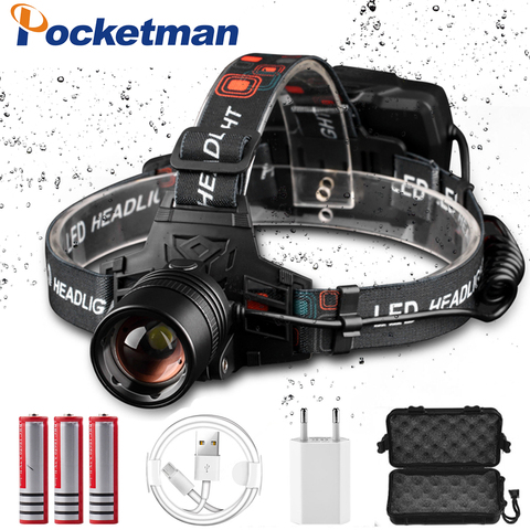 7000LM USB Rechargeable XHP50 headlamp Headlight high powerful xhp70 head lamp torch ZOOM Head light Use 3*18650 batteries ► Photo 1/6