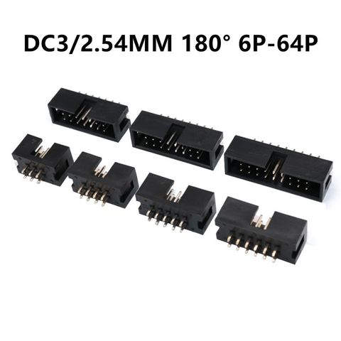 10PCS IDC/JTAG 2.54 DC3 Male Pin PCB Header Connector 2*3/4/5/6/7/8/26/40P Straight Shrouded Socket Box header pitch 2.54mm ► Photo 1/3