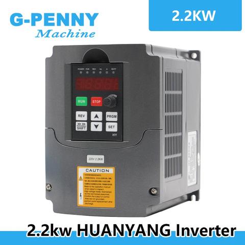 Huanyang 220v 2.2kw inverter CNC spindle motor speed control 110v / 380v 2.2kw VFD Variable Frequency Drive 0-400Hz 3P output ► Photo 1/6