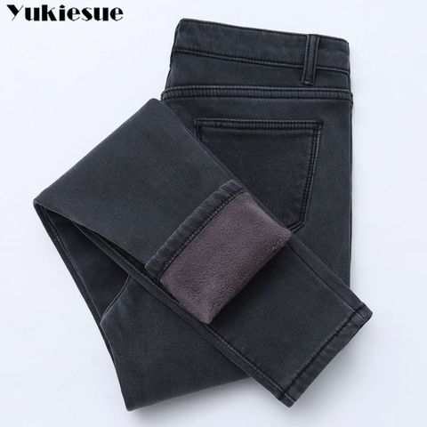 2022 Winter Jeans For Women high Waist Jeans Female Trousers Thickened Jeans Plus size Velvet Thick Warm push up mom Jeans woman ► Photo 1/6