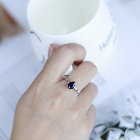 Gem's Ballet 1.29Ct Natural Blue Sapphire Solitaire Gemstone Rings 925 Sterling Silver Water Drop Ring For Women Fine Jewelry ► Photo 1/6