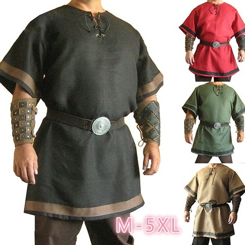Cosplay Medieval Vintage Renaissance Viking Warrior Knight LARP Costume Adult Men Nordic Army Pirate Tunic Shirt Tops Outfits ► Photo 1/6