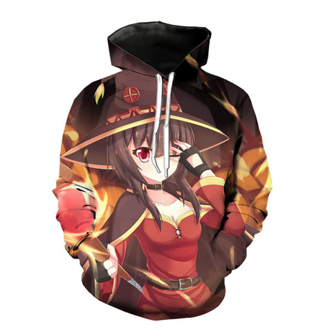 Anime Kono Subarashii Sekai ni Shukufuku o! Konosuba 3D Hoodie Cosplay Megumin Aqua Hoodies Casual Cartoon Sweatshirt Tops ► Photo 1/1