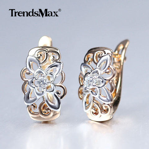 New Cut Out Flower Square Drop Earrings Natural Cubic Zircon Stone for Women 585 Rose White Gold Stud Earrings 2022 Trend GE299 ► Photo 1/6