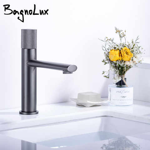 Bagnolux Brass Gun Ash Deck Mounted Single Hole Single Handle Hot Cold Bathroom Mixer Sink Tap Basin Faucet Vanity Water Tapware ► Photo 1/6