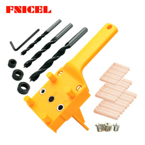 Woodworking Dowel Jig Drill Guide Positioning Tools Wood Drilling Hole Saw Kit w/ 3Pcs Metal Dowel Pins 6 8 10mm Drill Bits ► Photo 1/6