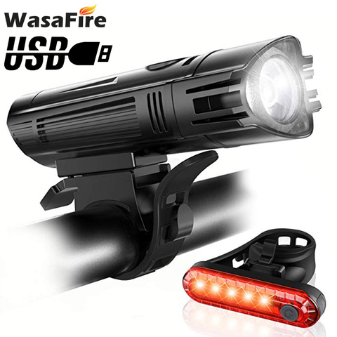 Mountain Bike Light Set LED T6 Bicycle Rear Front Light 4 Modes Cycling USB Rechargeable Headlight Taillight Super Bright Lamp ► Photo 1/6