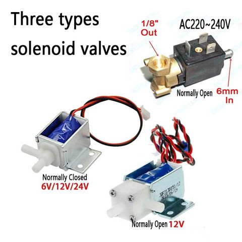 6mm AC220V~240V  Micro Electric Solenoid Valve N/O Normally Open for Coffee machine valve water Flow Switch 6V12V24V Air Valve ► Photo 1/6