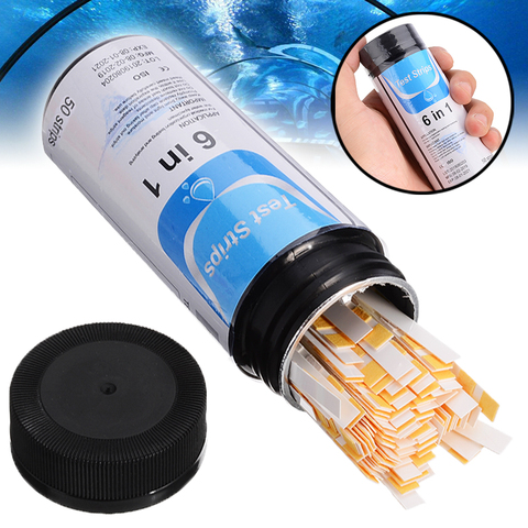 50pcs Aquarium Test Strip 6 In 1 PH Degree Testing Fish Tank Swimming Pool Water Quality PH Level Test Papers ► Photo 1/6