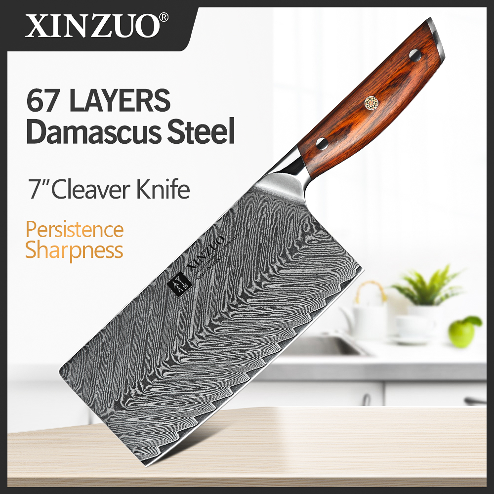 XINZUO 7'' Santoku Knife VG10 Japanese Style Damascus Stainless Steel  Japanese Damascus Kitchen Knives Professional Chef's