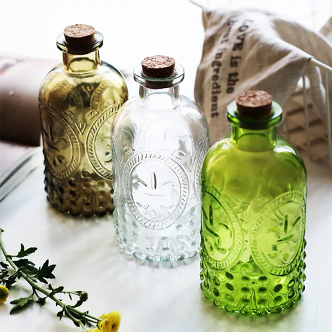 Vase Hydroponic Flower Retro Three-Dimensional Relief Glass Bottle Aromatherapy Essential Oil Bottle Creative Decoration Flower ► Photo 1/5