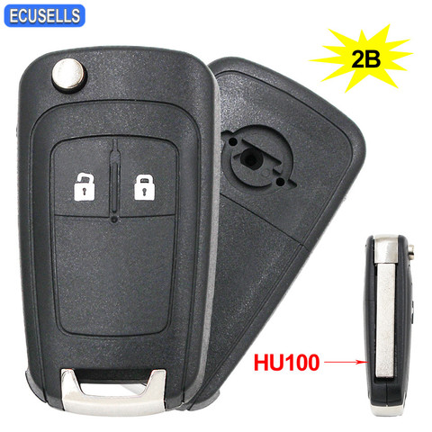 2 Button Flip Remote Key Shell Case Folding Car Key Housing for Opel Vauxhall Insignia Astra J Zafira B Meriva HU100 Uncut Blade ► Photo 1/6