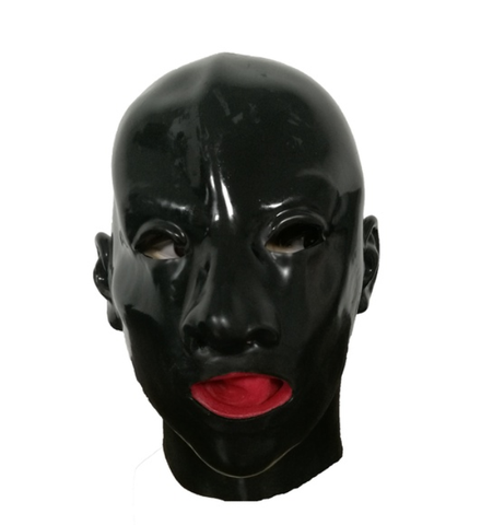 Free shipping ! Latex Mask Fetish Unisex Rubber Hood sm Mask Anatomical Heavy Mask Lined with Red Mouth Sheath Tongue and Nose T ► Photo 1/5