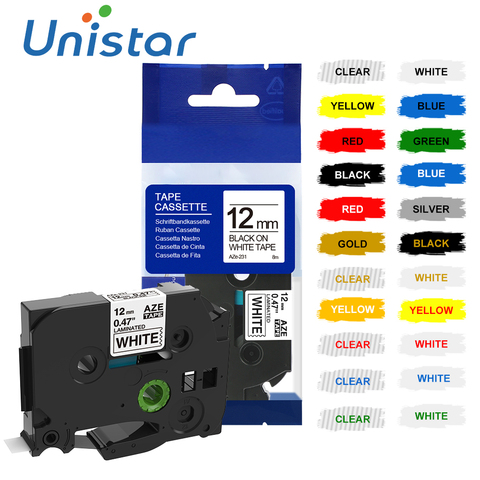 Unistar TZ-231 TZ231 tze231 Label Tape Laminated Adhesive tz-231 tze-231 Label Ribbon Compatible For Brother tze-131 tz631 ► Photo 1/6