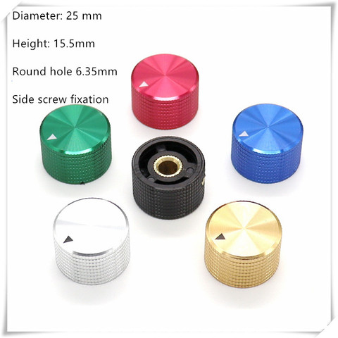 2 Piece 25 × 15.5mm aluminum alloy knob potentiometer mechanical panel adjustment knob The diameter of round hole is 6.35mm ► Photo 1/1