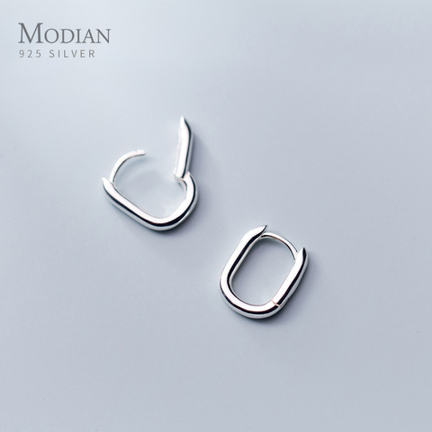 Modian Simple Oval Sparkling Hoop Earrings 100% 925 Sterling Silver Fashion Charm Hoops Ear For Women Christmas Gift Jewelry ► Photo 1/5