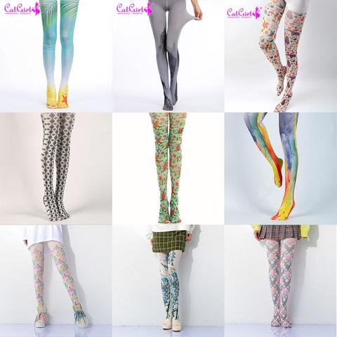 New Designs High Quality Flexiable Print Tights Fashion Paint Pattern Pantyhose Soft Winter Colorful Stockings For Womens Girls ► Photo 1/6