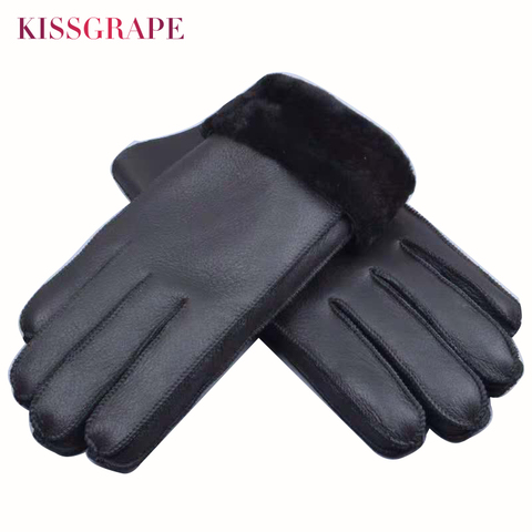 2022 Winter Warm Natural Sheep Fur Gloves for Women Men's Genuine Leather Gloves Super Warm Unisex Woolen Fur Guantes for Ladies ► Photo 1/6