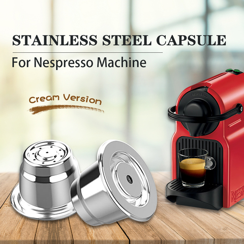 Cream Nespresso Refillable Coffee Capsule Pod Stainless Steel Espresso Coffee Filter Tamper Capsule Reutilisable Coffeeware ► Photo 1/6