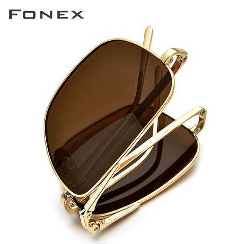 FONEX Pure Titanium Polarized Sunglasses Men Folding Square Sun Glasses for Men 2022 New High Quality Male Korean Shades 839 ► Photo 1/6