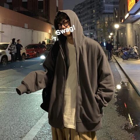 Men Oversized Hoodie Embroidery Fleece Hooded Mens Korean Harajuku Sweatshirts Black Oversized Hoodie crewneck sweatshirt ► Photo 1/6