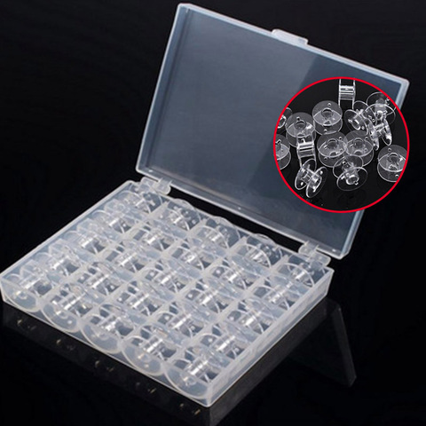 25Pcs Home Empty Bobbins Spools Clear Sewing Machine Case Stitch Machine Sewing Supplies Storage Box Sewing Tools Accessories ► Photo 1/6