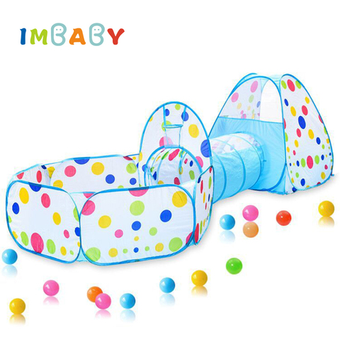 IMBABY 3 In 1 Baby Playpen For Children Kids Ball Pit Playpen Portable Babys Fence For Newborn Play Yard Tent Tunnel With Basket ► Photo 1/6