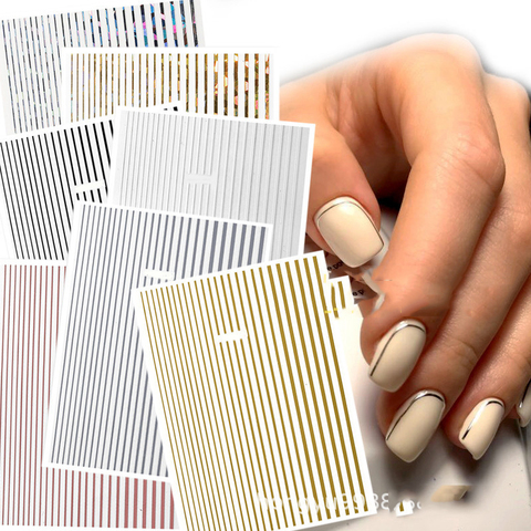 1 Pc Nail Strip Stickers Black/Gold/Rose Gold/Silver Metal Strip Tape Nail Art Adhesive DIY Foil Tips Nail Sticker Decals NK11 ► Photo 1/6