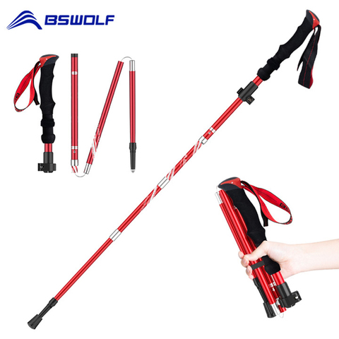 BSWolf Ultraligt Foldable Walking Sticks Camping Hiking Folding Trekking Poles Aluminum Walking Poles Telescopic Stick ► Photo 1/6