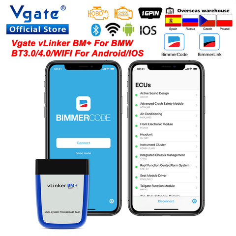 OBD2 Vgate vLinker BM+ ELM327 V2.2 For BMW Scanner Bluetooth 4.0 wifi OBD 2 Car Diagnostic ELM 327 Auto Tool For BMW Bimmercode ► Photo 1/6