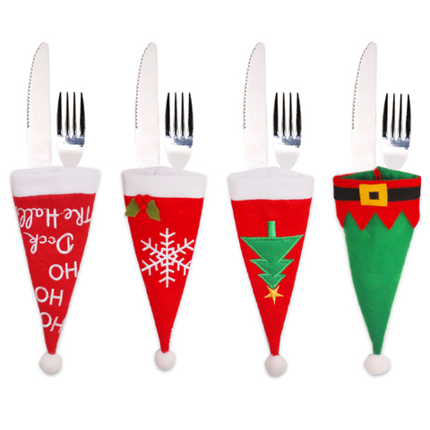 New Year 2022 Christmas Gift Tableware Fork Knife Holder Bag Navidad Noel Christmas Decorations for Home Dinner Table Eve Decor ► Photo 1/6