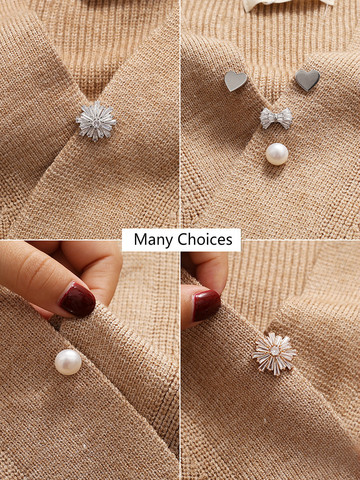 Cardigan Pin Fashion Style Cute Creative Fixed Clothes Pearl Decorative Brooch for Women Anti-Exposure Neckline Buckle Jewelry ► Photo 1/6