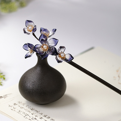 Sandalwood Flower Shape Hairpin Clips Handmade Coiled Wooden Hair Fork Sticks Retro Chinese Hanfu Dress Headdress Headpieces ► Photo 1/6