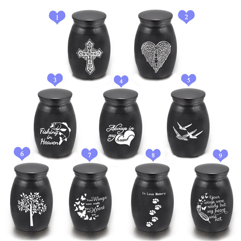 9 Styles Human Ashes Cremation Urn Black Funeral Cat Casket Container Small Waterproof Memorials For Pets Fish Dog Titanium ► Photo 1/4