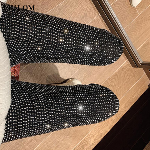 European 2022 Autumn Woman Pants New Hot Rhinestone Trousers Fashion Pants Women Harajuku Slim Sweatpants Women mujer pantalones ► Photo 1/6