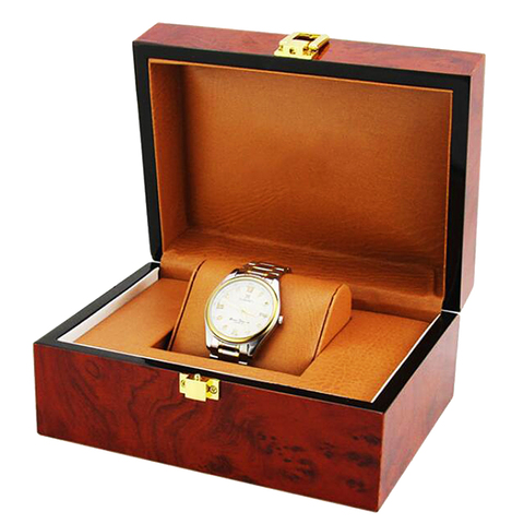 Luxury Cushion Interior Wooden Lock Clasp Solid Metal Jewelry Watch Storage Display Box Showcase Mens Gift 18.5x13.5x8.5cm ► Photo 1/6