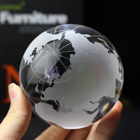 Glass Globe Ball Feng Shui Crystal World Map Sphere Global Home Decoration Accessories Crystal Craft Gift ► Photo 1/5