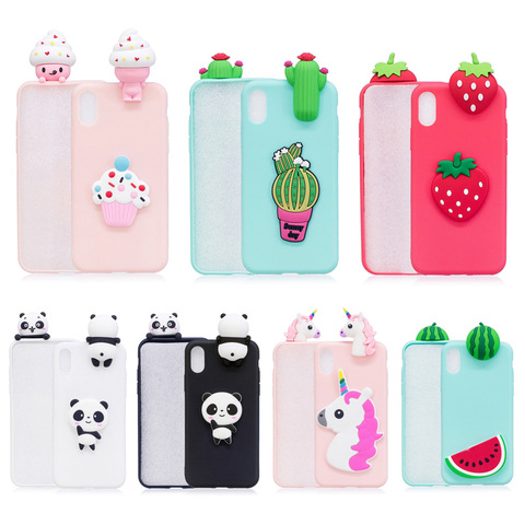 3D Cute Panda Unicorn Cactus Silicone Phone Case on For Funda iPhone 11 Pro XS Max X XR 6 6S 7 8 Plus 5 5S SE Case Women Child ► Photo 1/6