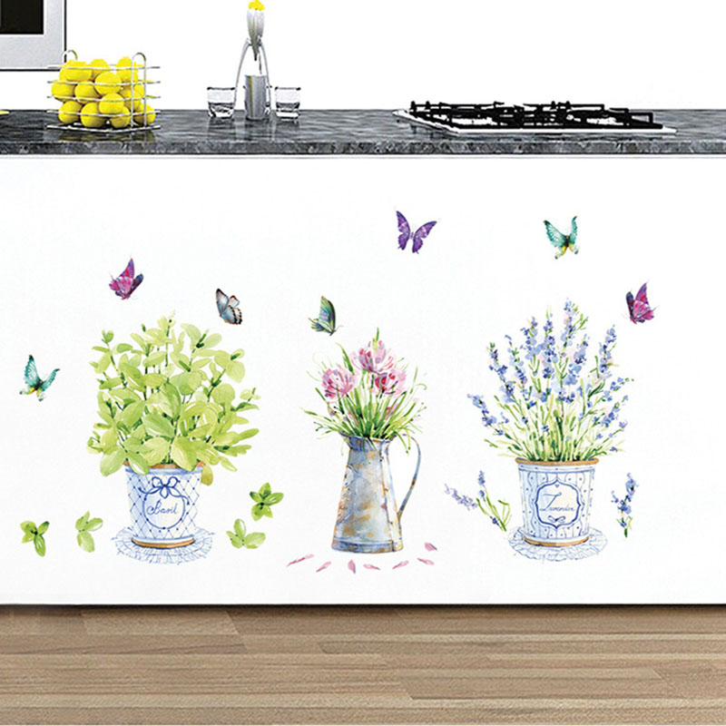 Garden Plant Bonsai Flower Butterfly Wall Stickers Home Decor Living Room 8C 