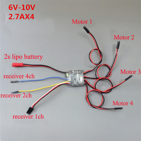 2.7Ax4 Mecanum Wheel ESC 6V-10V GA25-370 Motor Car Chassis Electronic Speed Controller with 18 Action for DIY RC Model Parts ► Photo 1/6