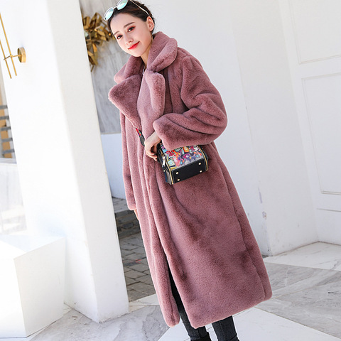 Winter Women High Quality Faux Rabbit Fur Coat Luxury Long Fur Coat Loose Lapel OverCoat Thick Warm Plus Size Female Plush Coats ► Photo 1/6