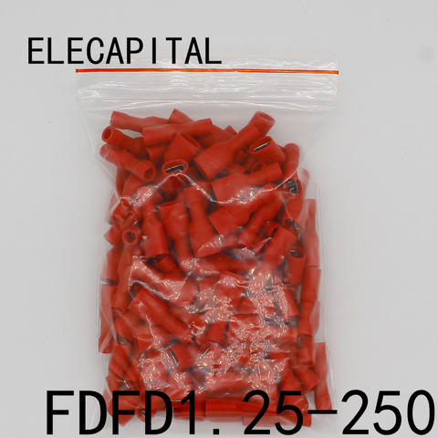 FDFD1-250 FDFD1.25-250 insulating Female Insulated Electrical Crimp Terminal Connectors Cable Wire Connector 100PCS/Pack FDFD ► Photo 1/2